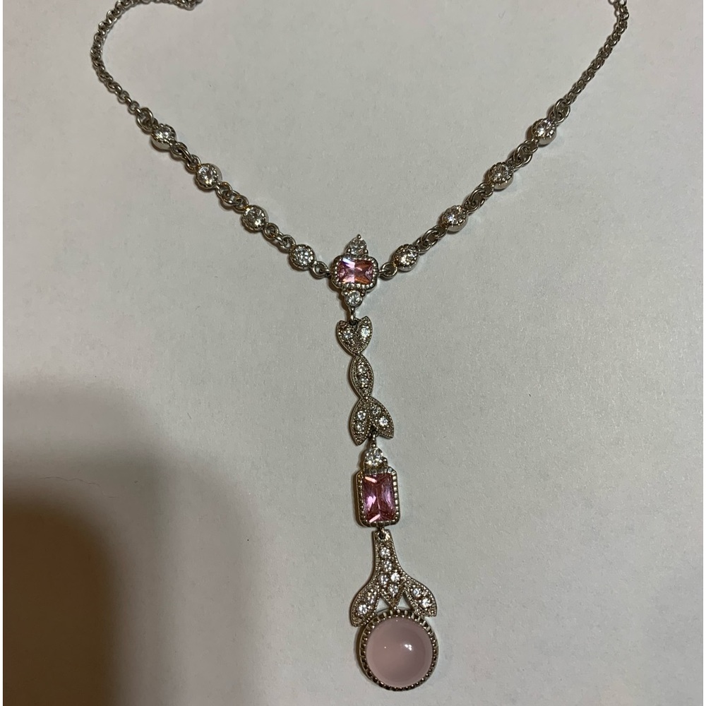 Sterling silver necklace with pink stones